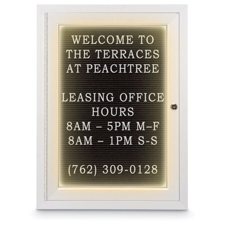 United Visual Products 18"x24" 1-Door Enclosed Outdoor Letterboard, Header, Black Felt/White UV1186HD-WHITE-BLACK